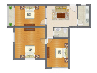 3室1厅 100.84平米户型图