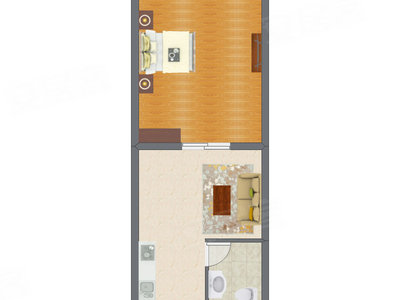 1室1厅 42.94平米户型图