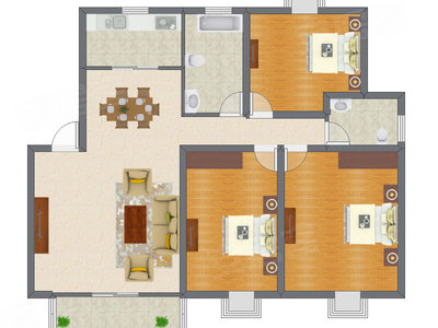 3室1厅 107.85平米户型图