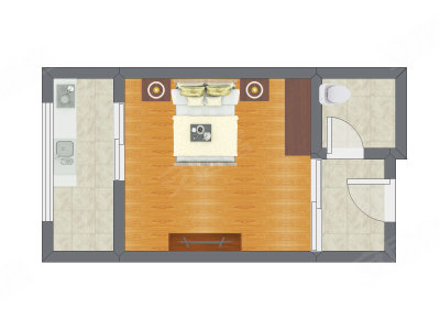 1室0厅 38.16平米户型图