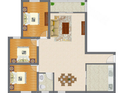 3室2厅 99.66平米