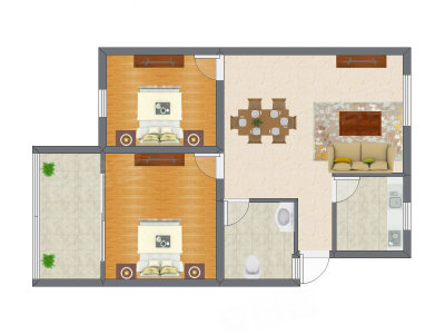 2室2厅 93.60平米