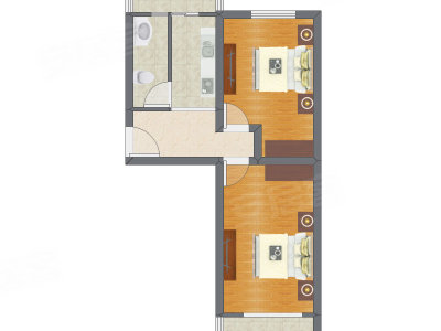 2室1厅 60.68平米户型图