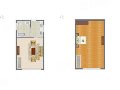 2室2厅 36.83平米户型图