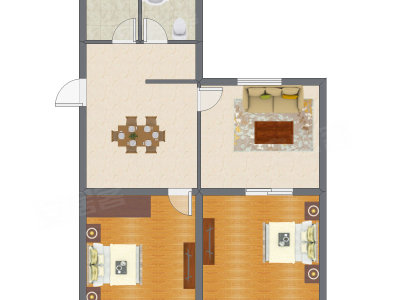 2室2厅 79.00平米