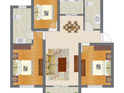 3室2厅 99.88平米