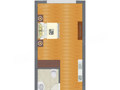 1室1厅 29.09平米户型图