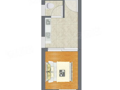 1室0厅 20.40平米户型图
