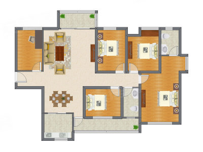 3室2厅 126.95平米