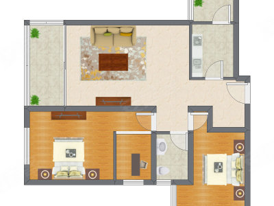 2室1厅 98.51平米户型图