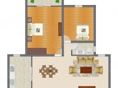 2室2厅 92.90平米户型图
