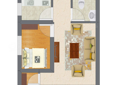 1室1厅 21.78平米户型图