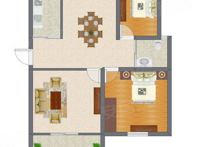 2室2厅 60.50平米户型图