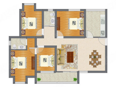 4室2厅 121.64平米