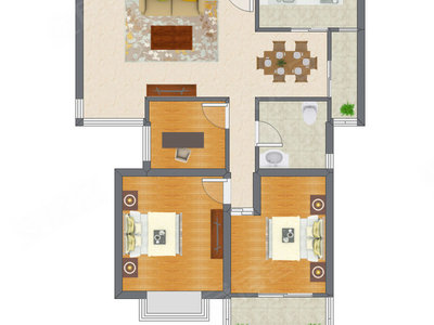 3室2厅 95.15平米户型图