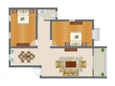 2室2厅 87.65平米户型图