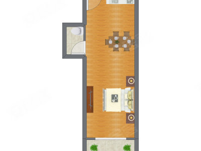 1室1厅 42.60平米户型图