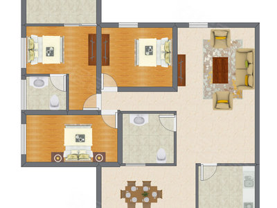 3室2厅 110.77平米户型图