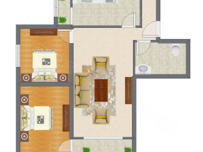 2室1厅 95.83平米