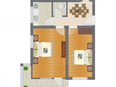 2室1厅 64.70平米