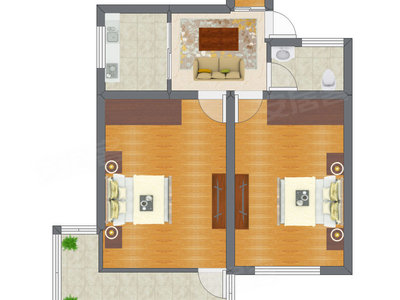 2室1厅 60.75平米
