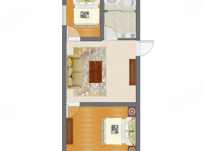 2室1厅 43.44平米户型图