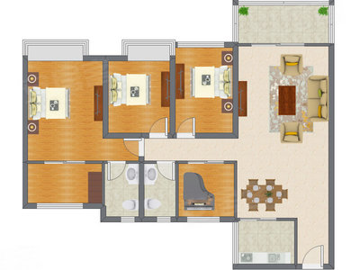 3室2厅 117.24平米