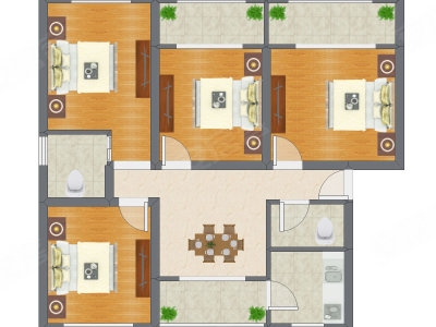 4室1厅 113.00平米户型图