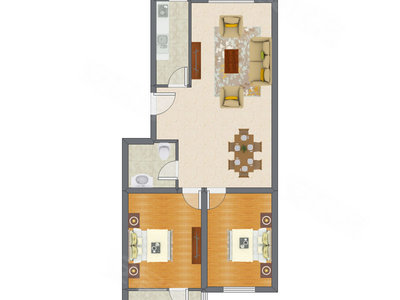 2室2厅 98.50平米户型图