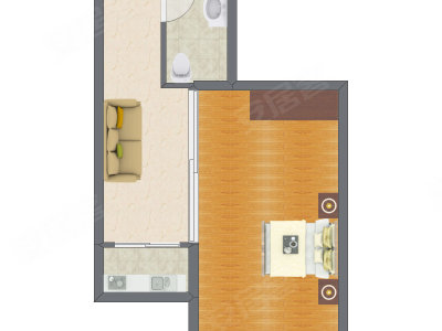 1室1厅 65.00平米户型图
