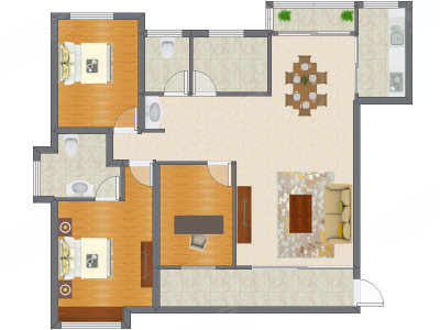 3室2厅 99.15平米