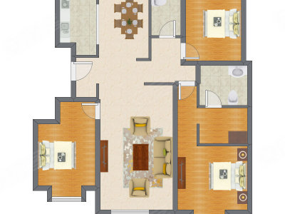 3室2厅 133.25平米