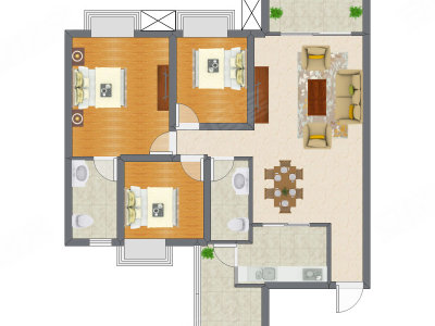 3室2厅 81.45平米