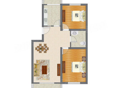 2室2厅 99.63平米户型图