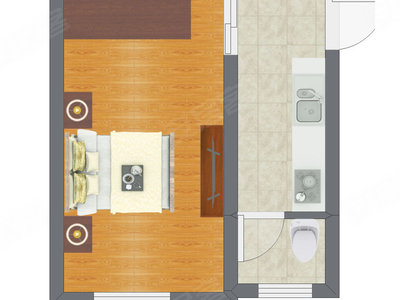 1室0厅 32.94平米户型图
