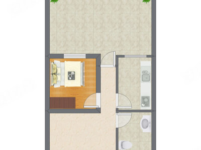 1室1厅 36.16平米