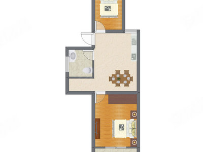 2室1厅 41.65平米