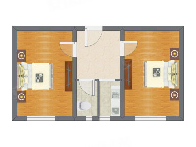 2室1厅 40.55平米