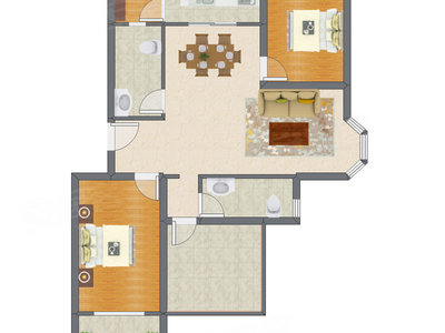 2室2厅 111.33平米