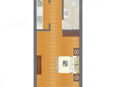 1室0厅 26.18平米户型图