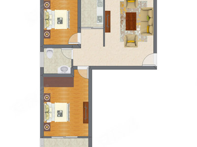 2室1厅 90.26平米户型图