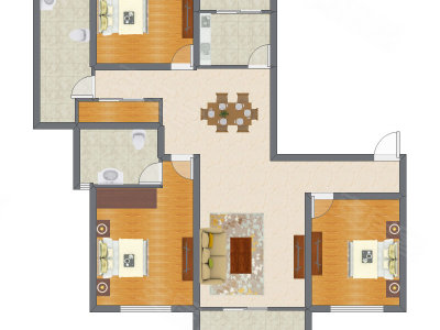 3室2厅 150.60平米户型图