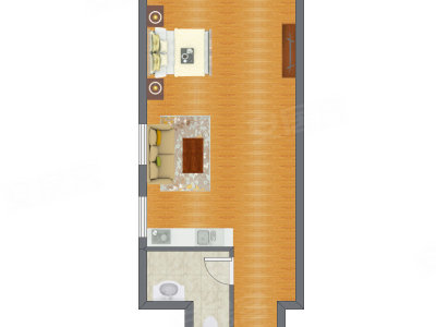 1室0厅 52.00平米户型图