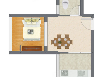 1室1厅 41.16平米户型图