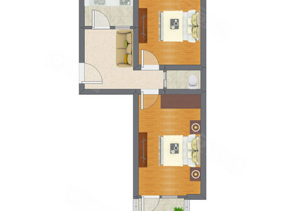 2室1厅 53.00平米