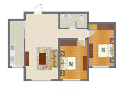 2室1厅 91.41平米户型图