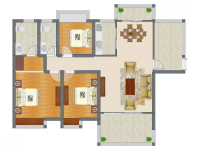 3室2厅 122.81平米户型图