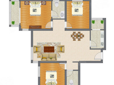 3室2厅 121.55平米