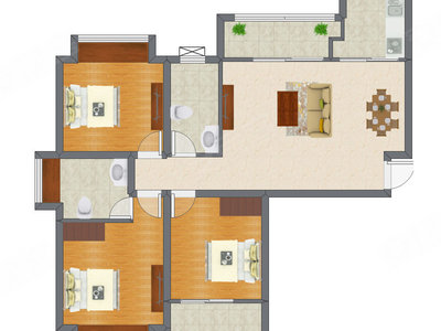3室2厅 113.76平米