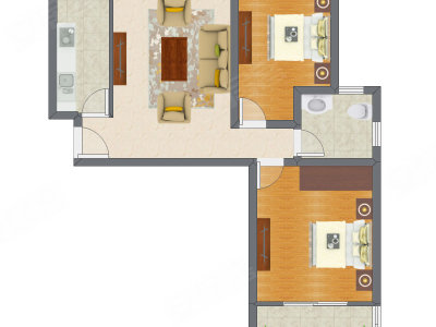2室1厅 95.63平米户型图